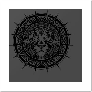 Black Head lion tribal Posters and Art